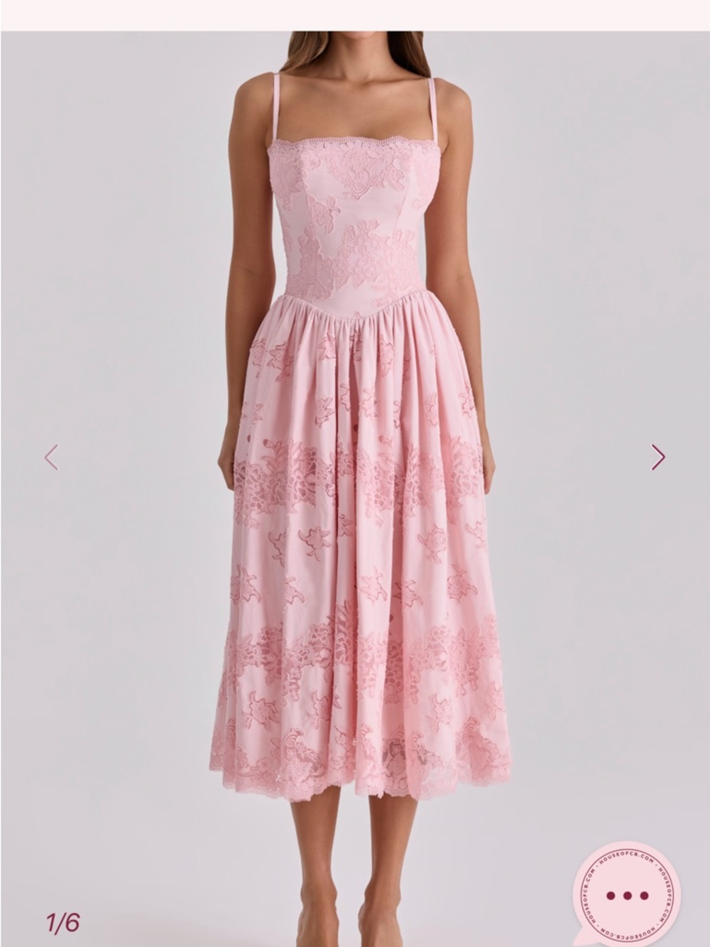 House of CB CHLOE
Pink Cotton Broderie Anglais Lace Midi Sundress